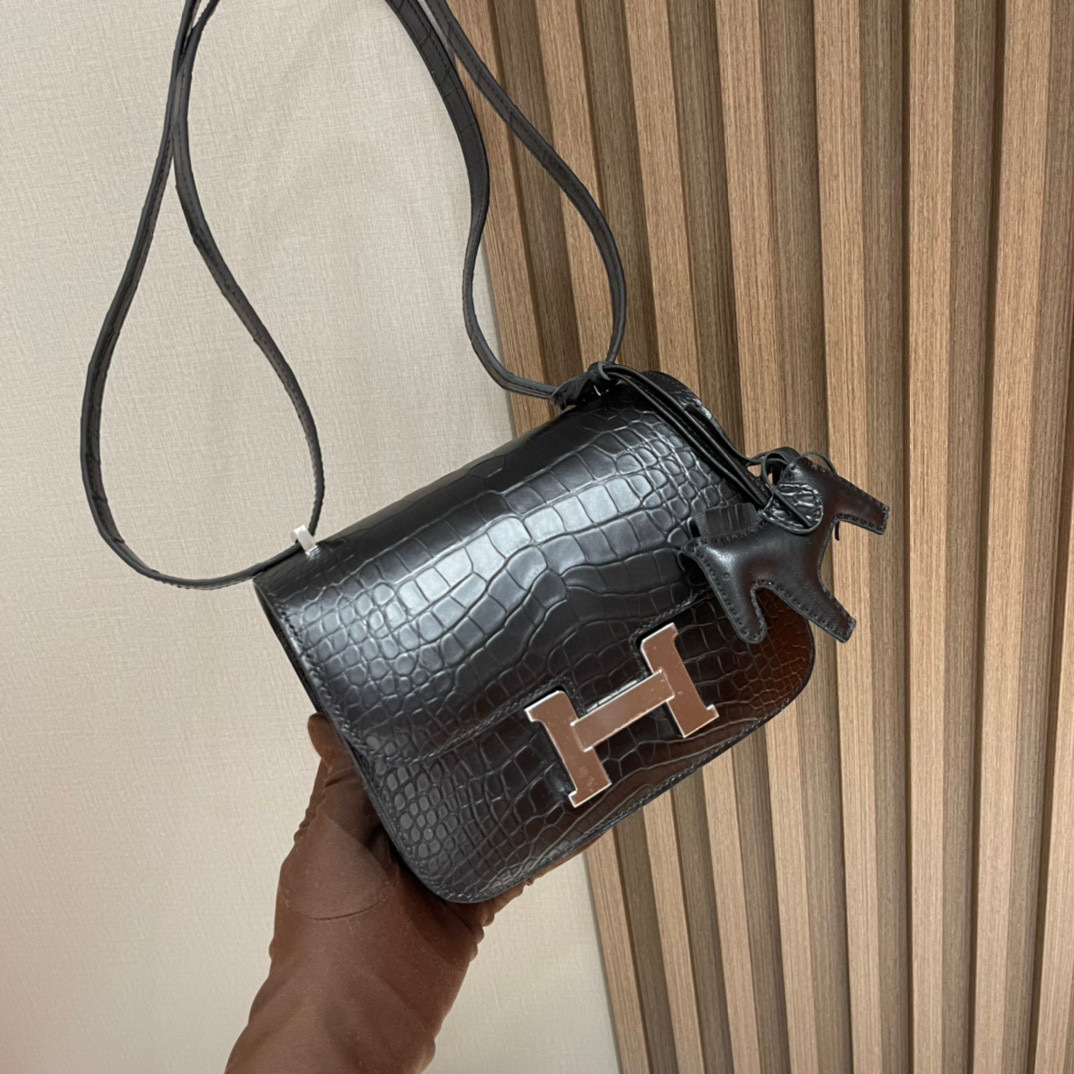 HERMES CONSTANCE 鱷魚皮 89 黑色康康包 18/24