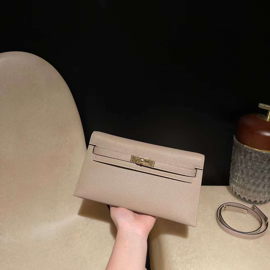 HERMES KELLY ELAN 山羊皮 81斑鳩灰 金釦