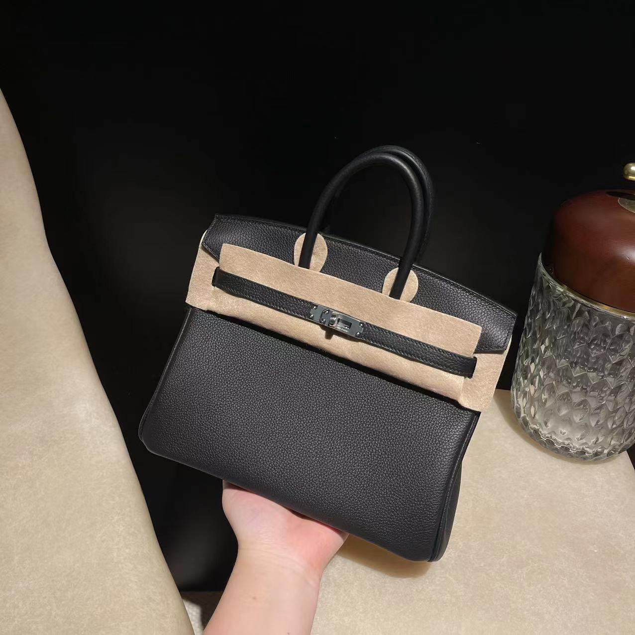 HERMES BIRKIN 25CM 89 黑銀 TOGO 皮 鉑金包