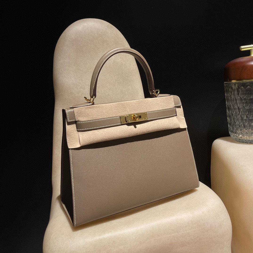 HERMES KELLY EPSOM皮 18大象灰 金釦 25/28/32/35