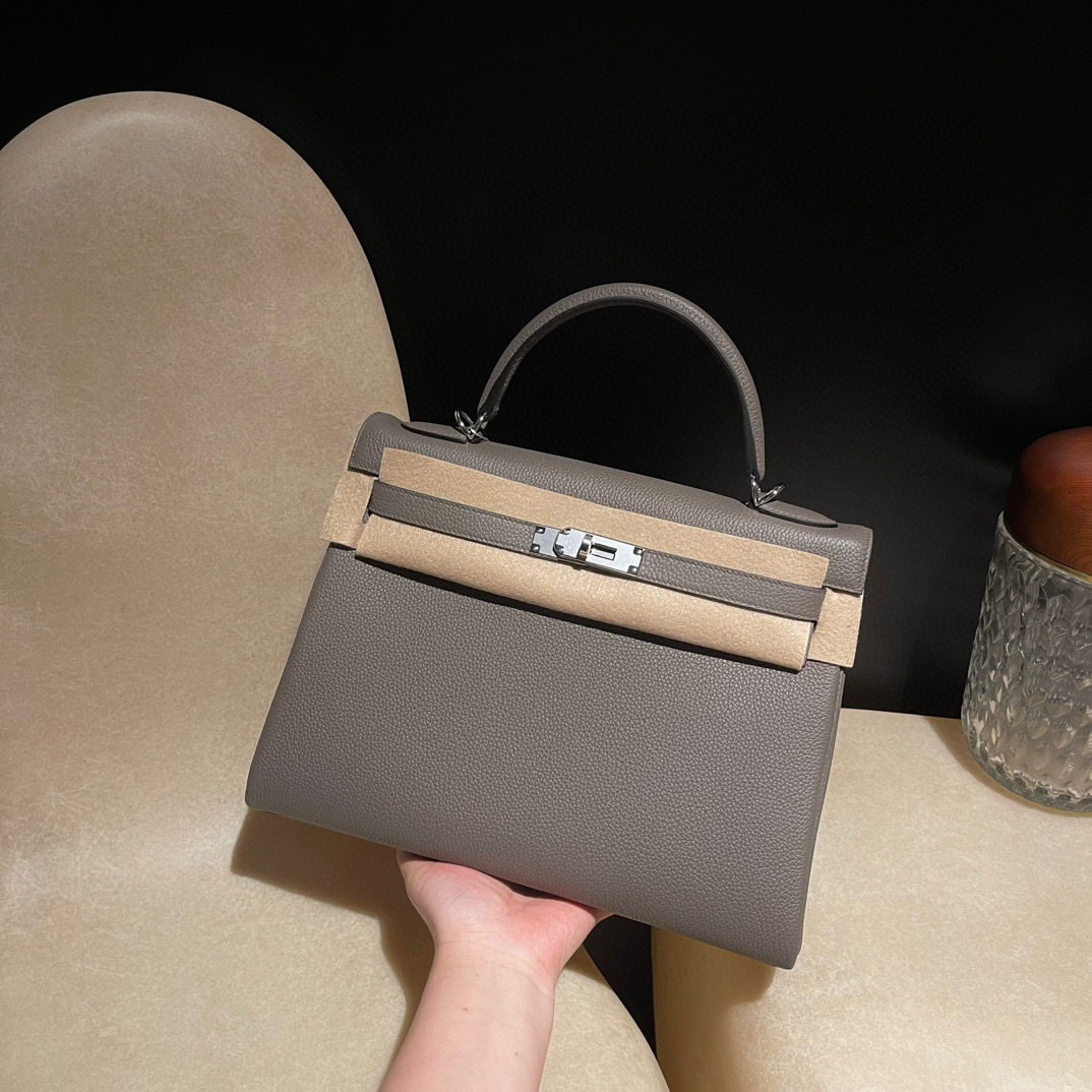 HERMES KELLY TOGO皮 8F錫器灰 銀釦 25/28/32/35