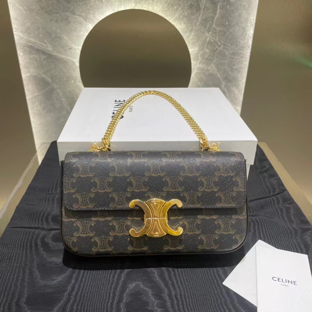 CELINE TRIOMPHE CLAUDE 鏈條腋下包 老花款