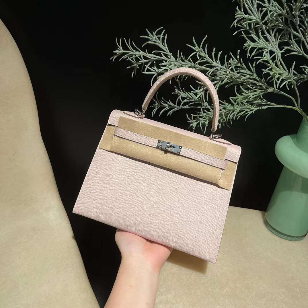 HERMES KELLY 25CM EPSOM皮 09夢幻粉紫 銀釦