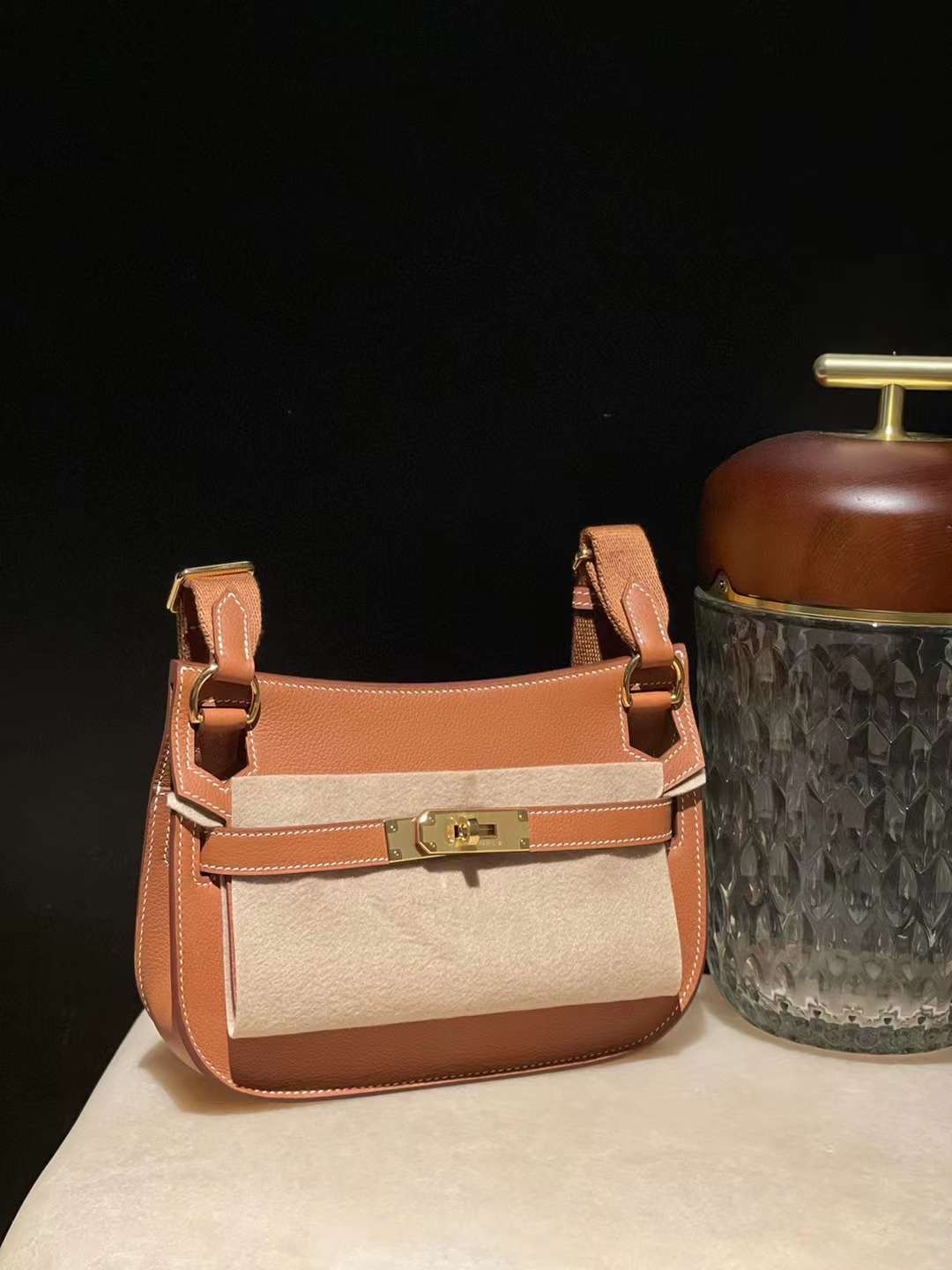 HERMES MINI JYPSIERE CLEMENCE皮 37金棕 吉普賽包