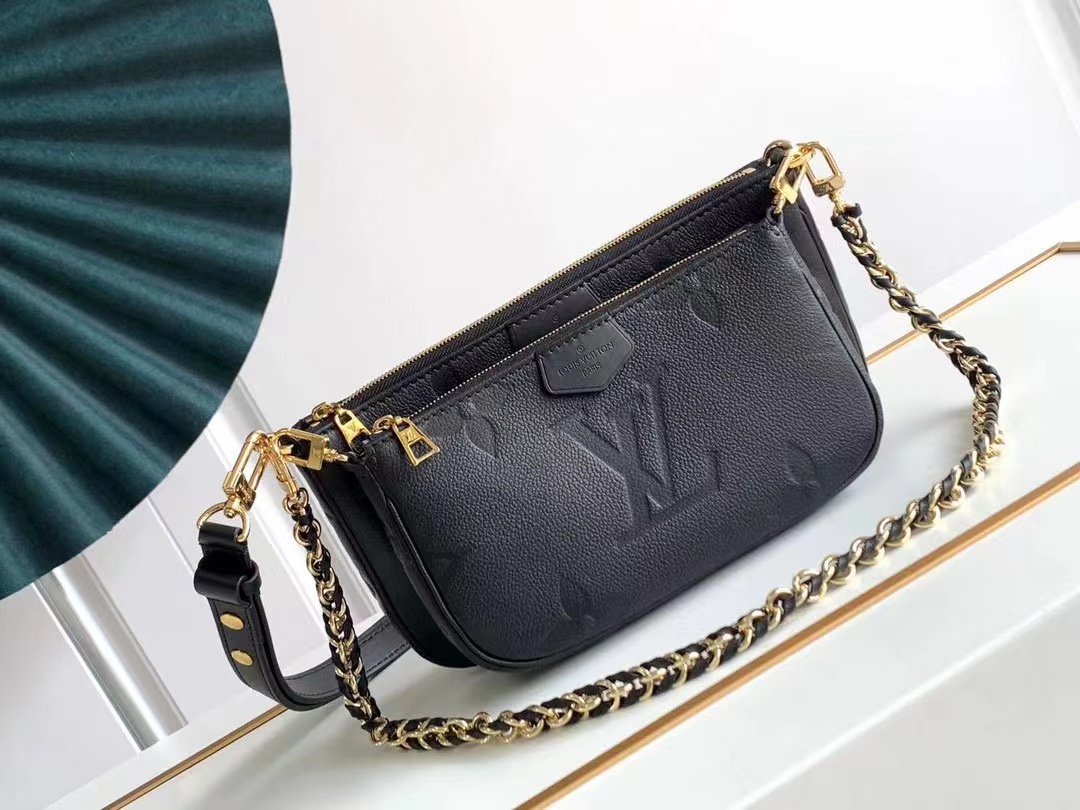 LV MULTI POCHETTE ACCESSOIRES 黑色壓花麻將包