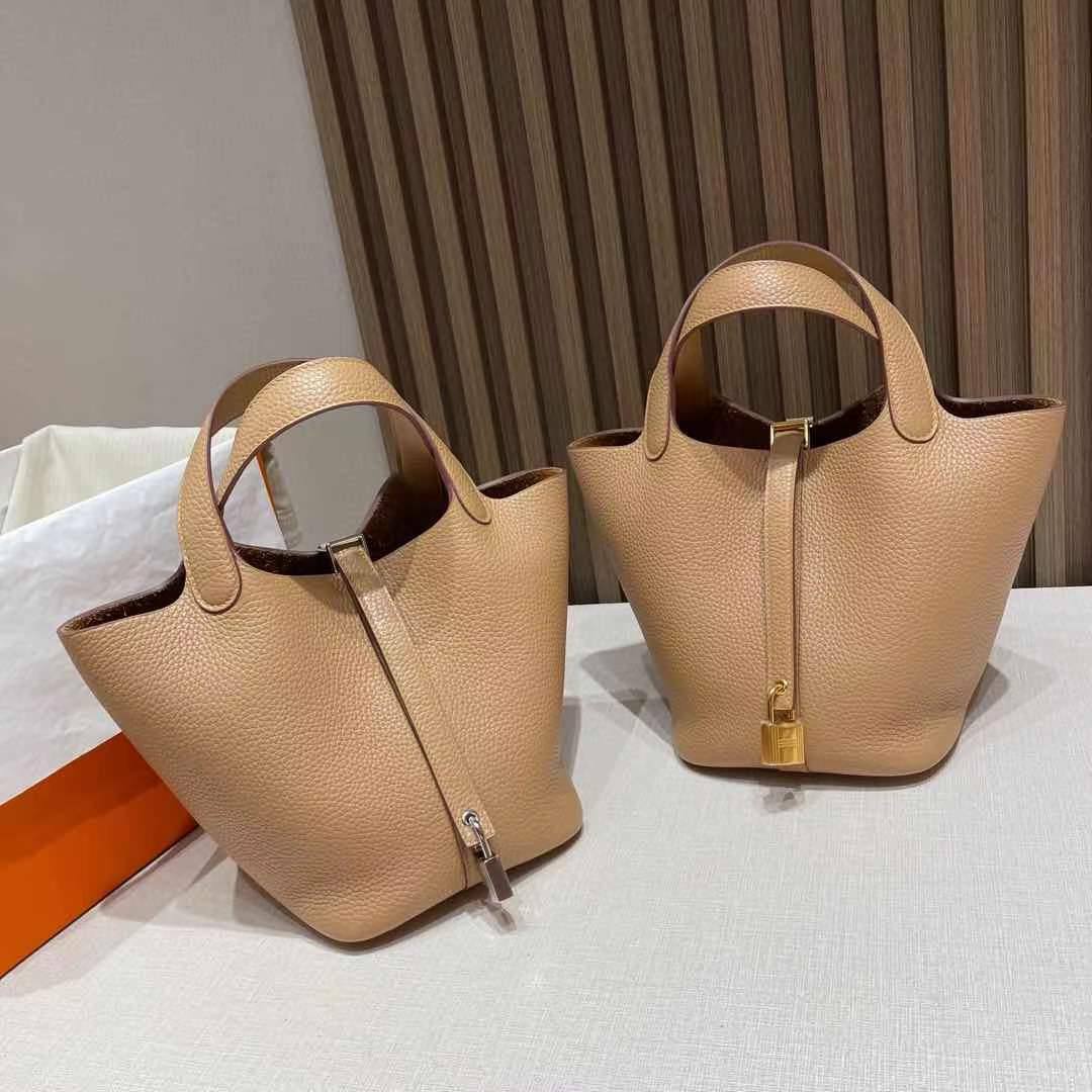 HERMES PICOTIN LOCK 金釦/銀釦 4B餅乾色菜籃子 18/22