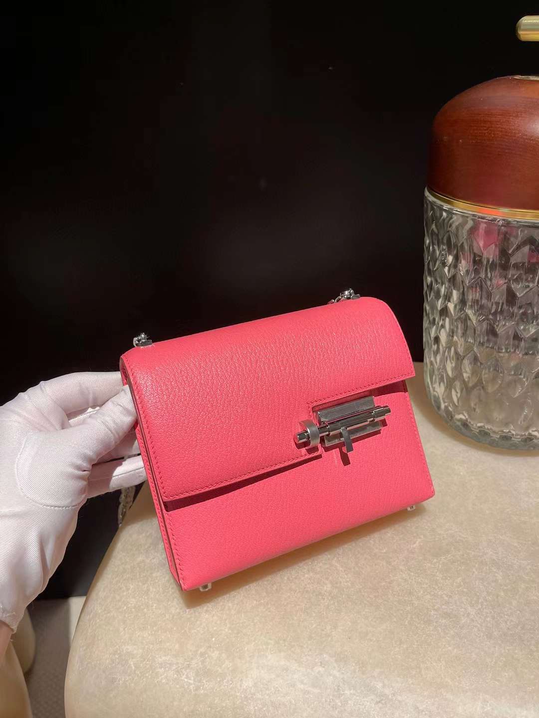 HERMES VERROU 17CM 山羊皮8W唇膏粉 銀扣