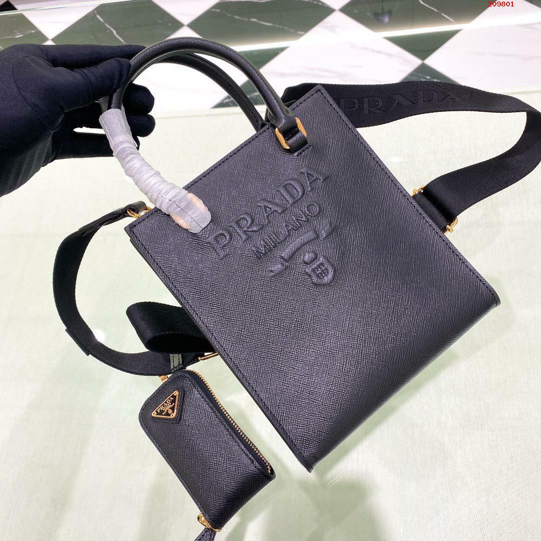 PRADA SAFFIANO 黑色皮革托特包 小號