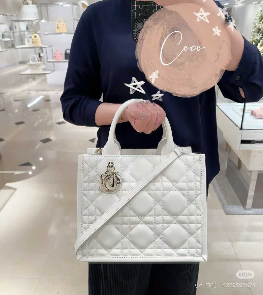 DIOR 新款藤格紋 肩帶 tote 托特包 購物袋 (三色)