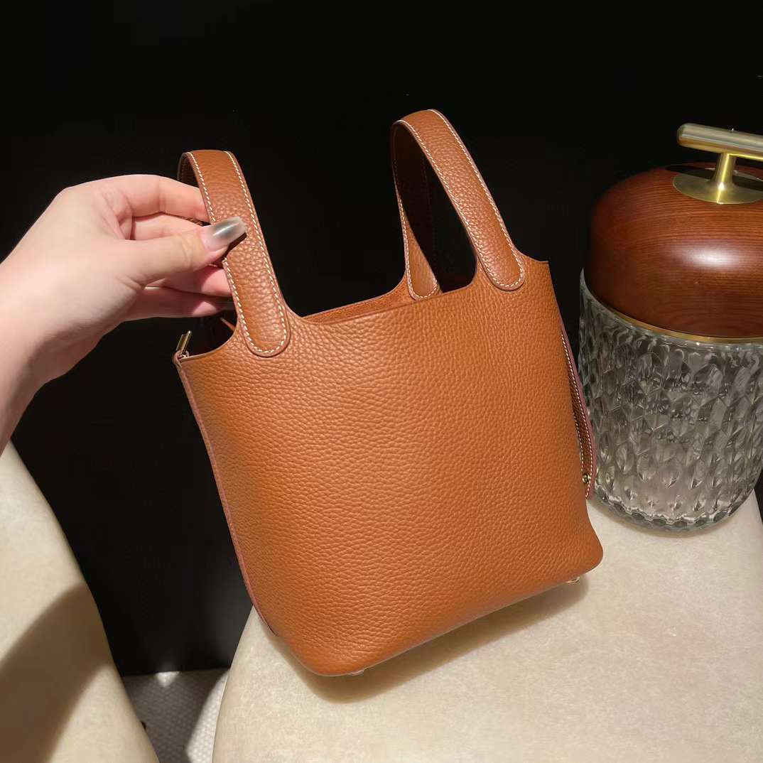 HERMES PICOTIN LOCK 37 金棕色菜籃子