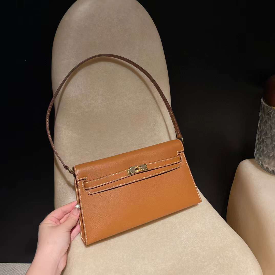 HERMES KELLY ELAN MADAM皮 37 金棕 金扣