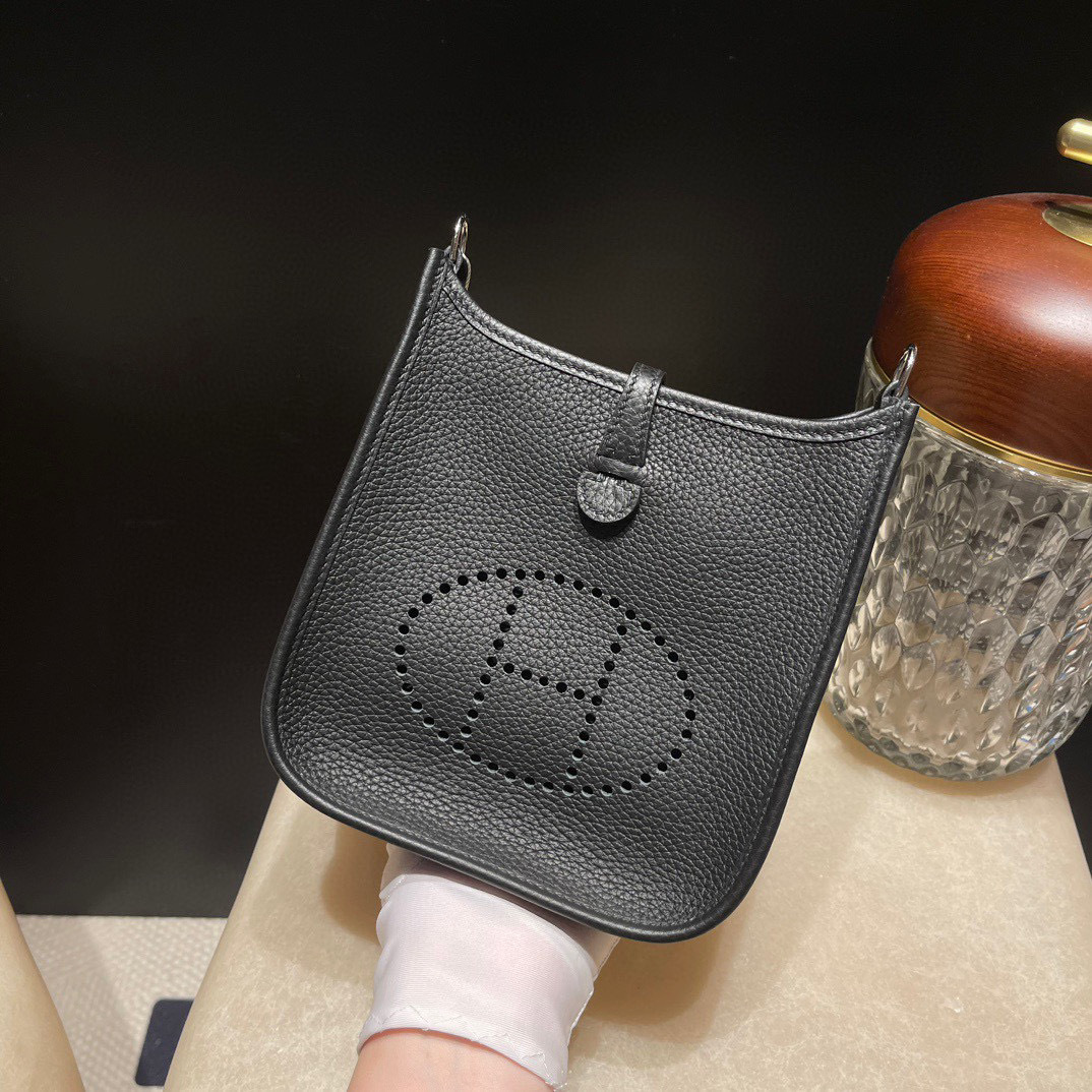 HERMES MINI EVELYNE CLEMENCE皮 89 黑色 銀釦 伊芙琳