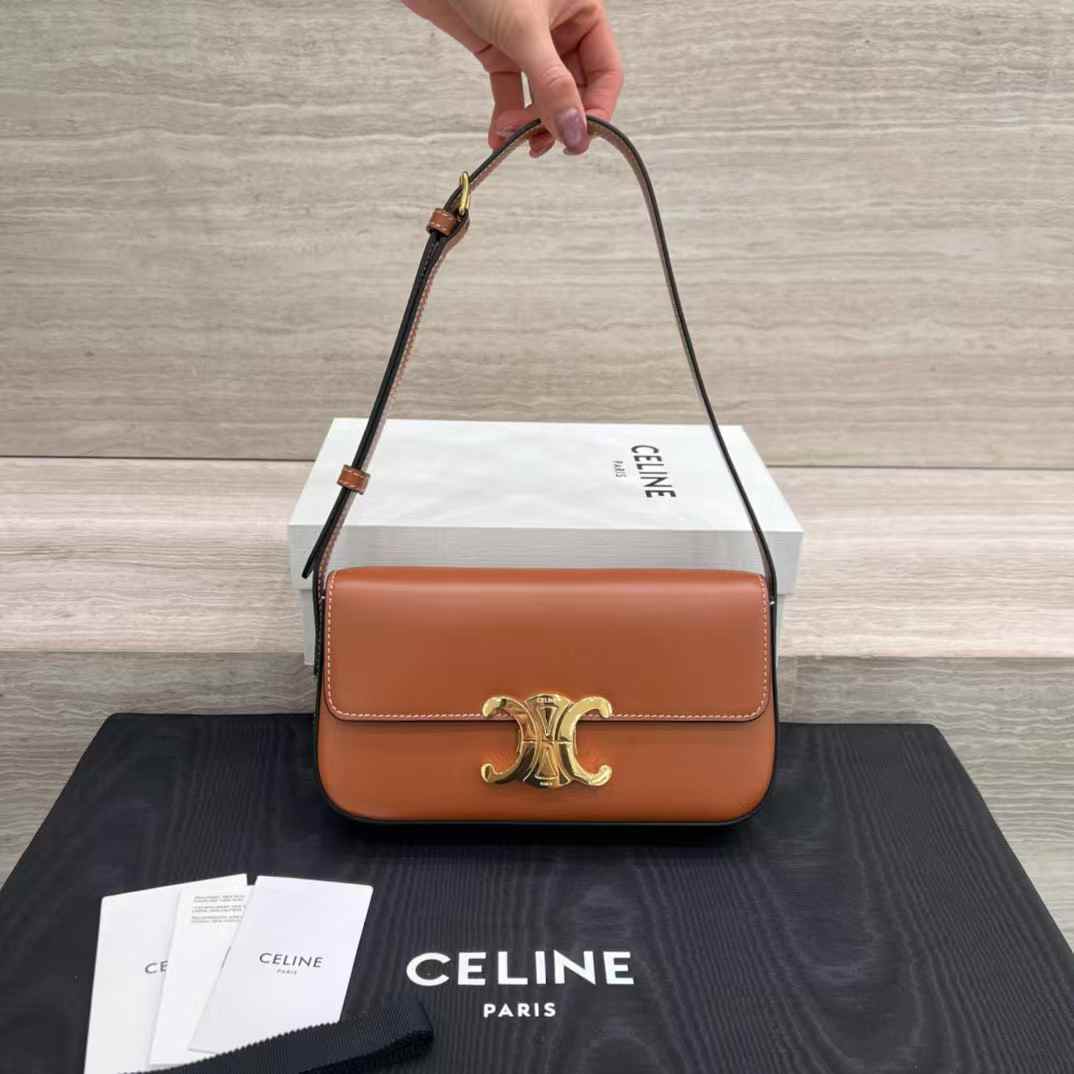 CELINE CLAUDE天然牛皮革肩背包
