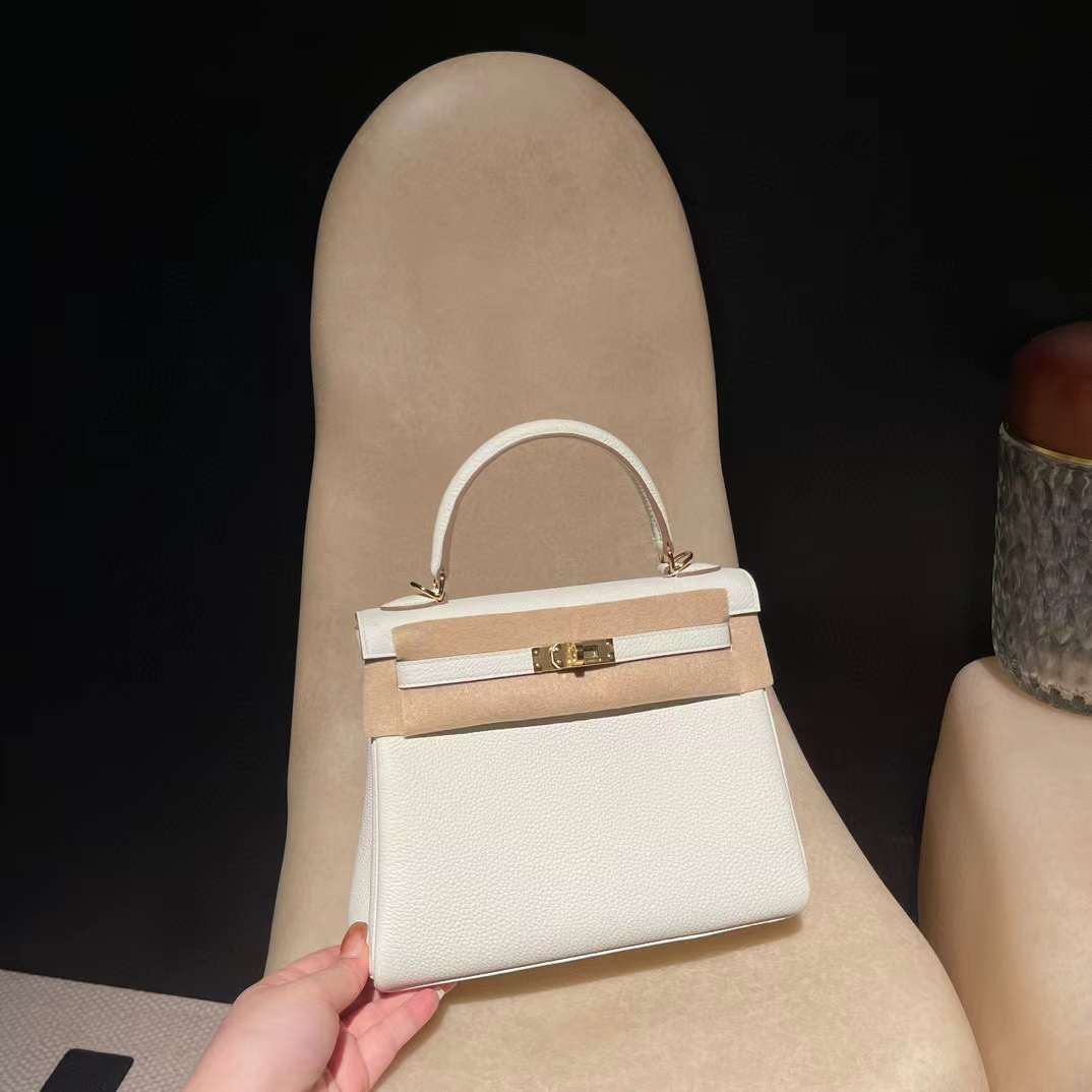 HERMES KELLY TOGO皮 0T蘑菇白 金扣 25/28/32/35