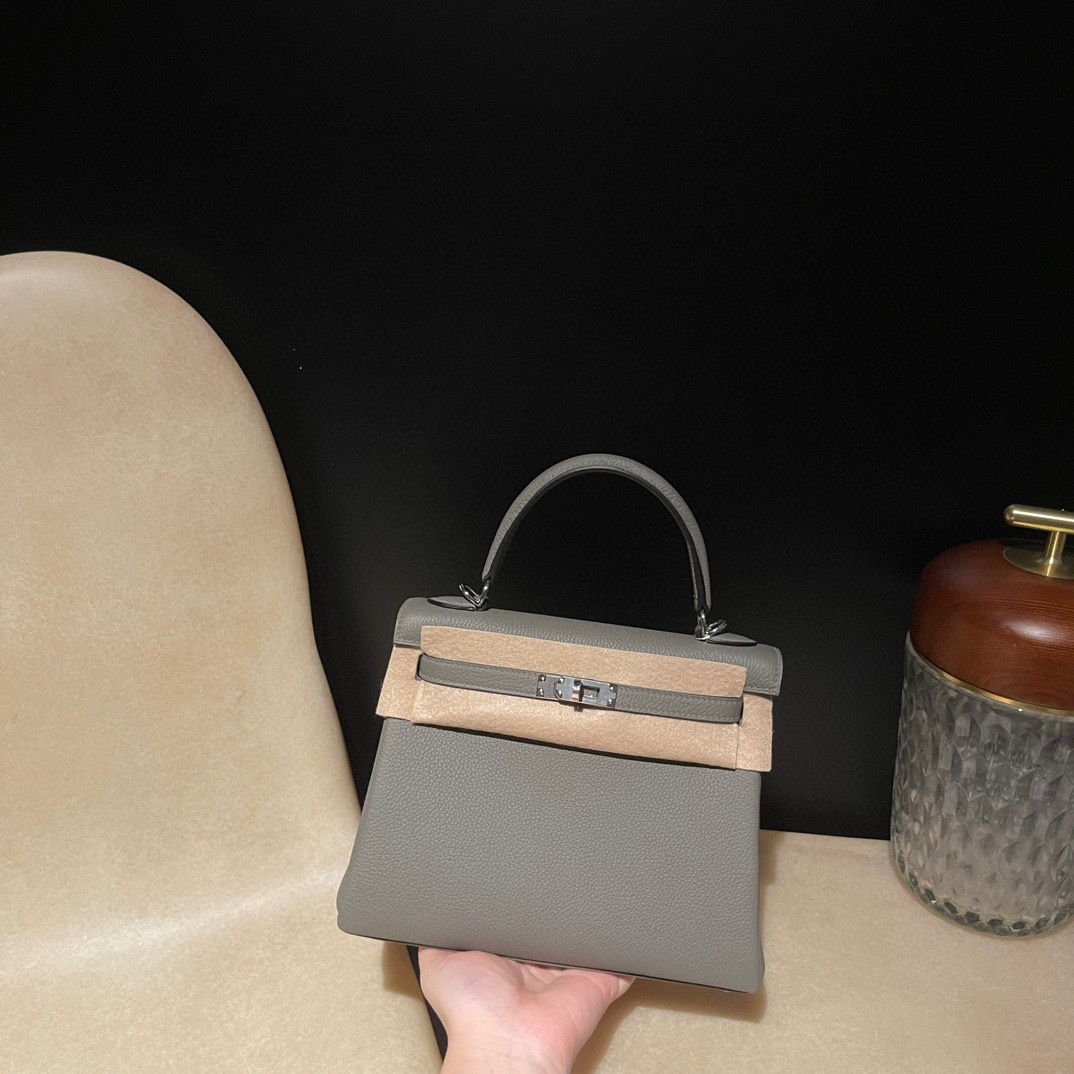 HERMES KELLY TOGO皮 0L積雨雲灰 銀釦 25/28/32/35