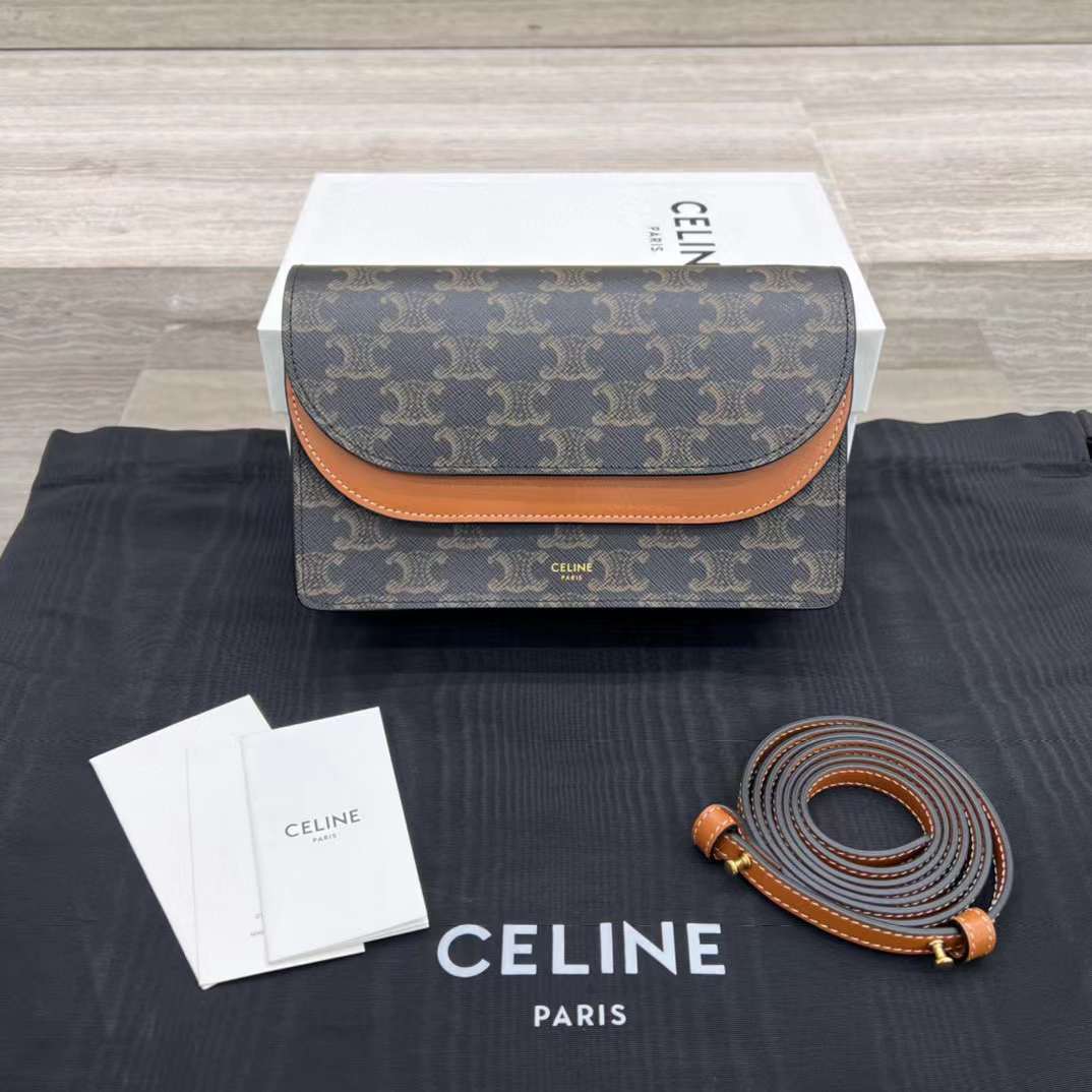CELINE TRIOMPH CANVAS 帆布羊皮WOC