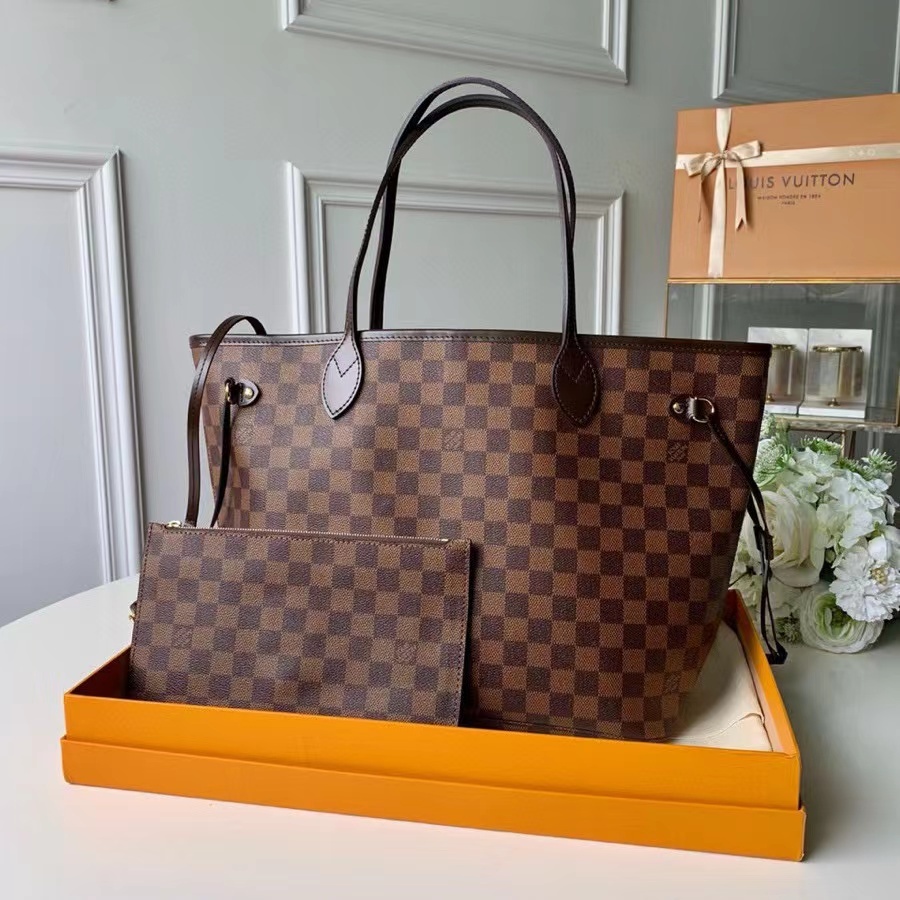 LV NEVERFULL MM 棋盤格托特包