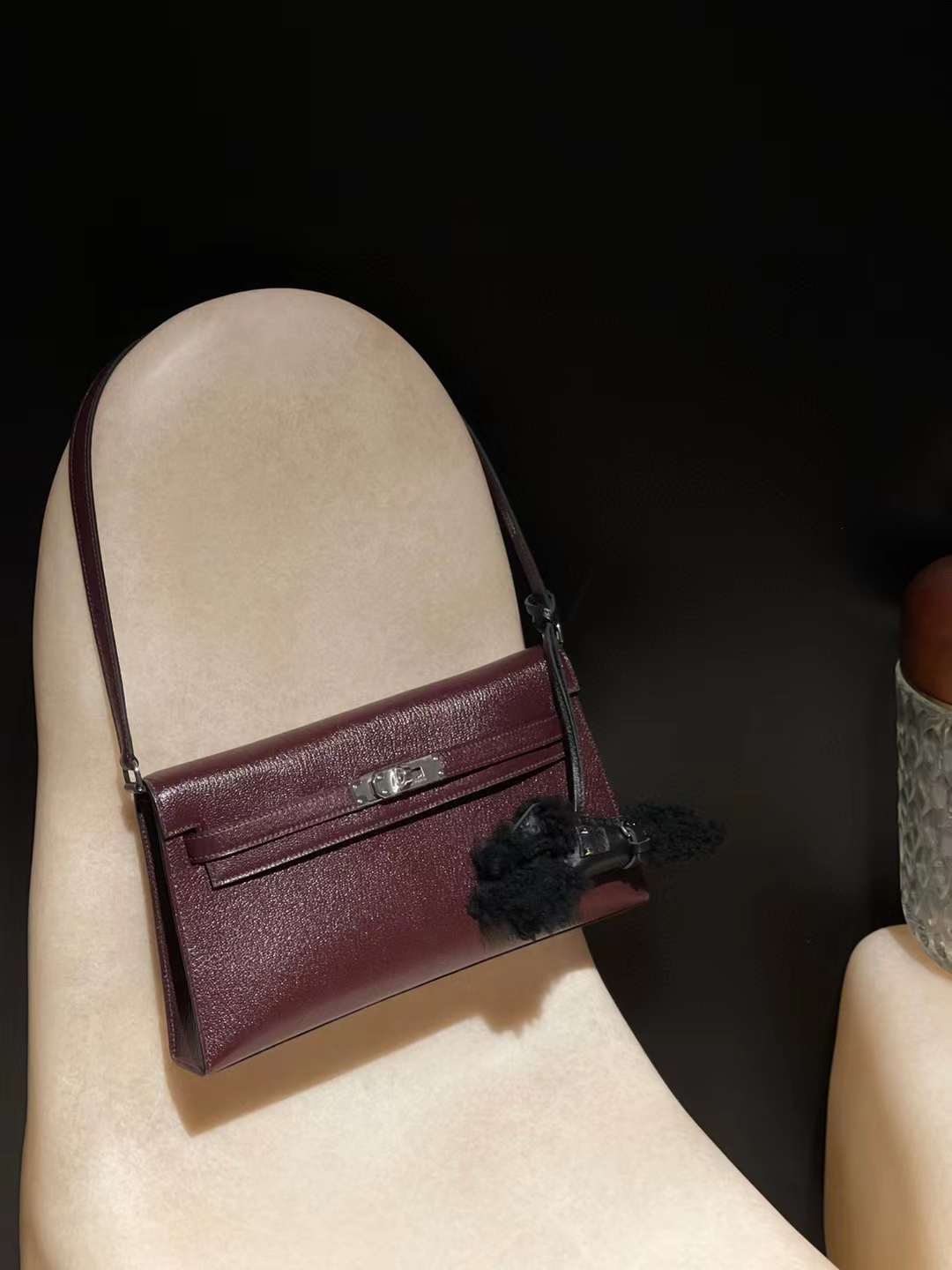 HERMES KELLY ELAN 山羊皮 0G馬鞍紅 銀扣