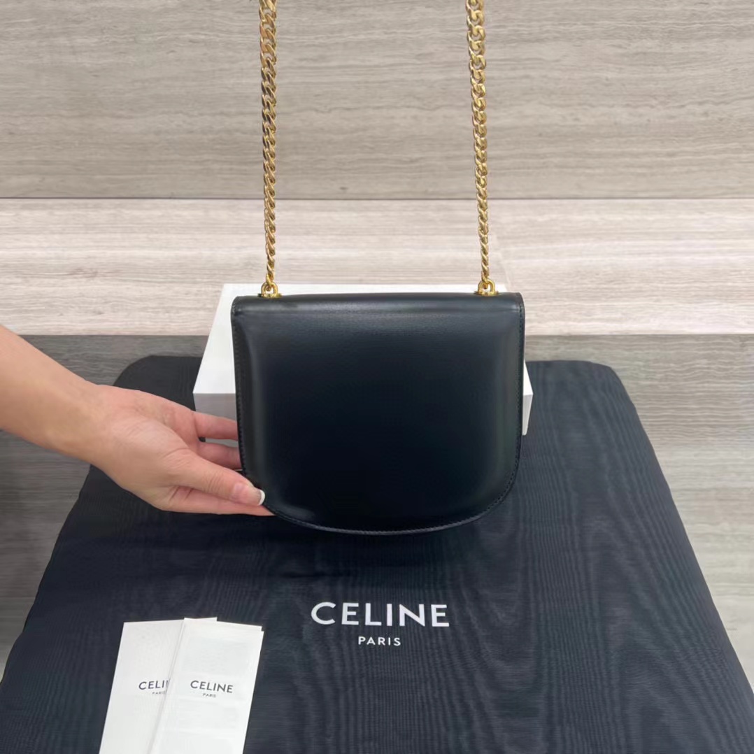 CELINE TEEN CHAIN BESACE TRIOMPHE 黑色金釦手袋