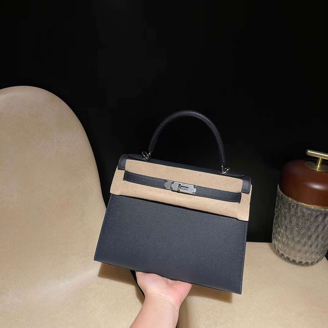 HERMES KELLY EPSOM皮 2Z 午夜藍 銀扣 25/28/32/35