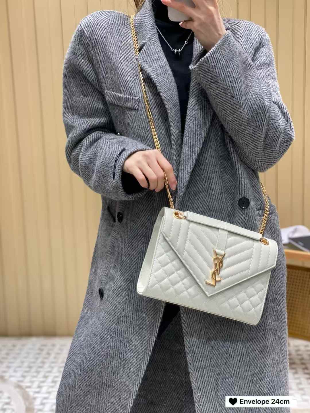 YSL Envelope 白金 信封包