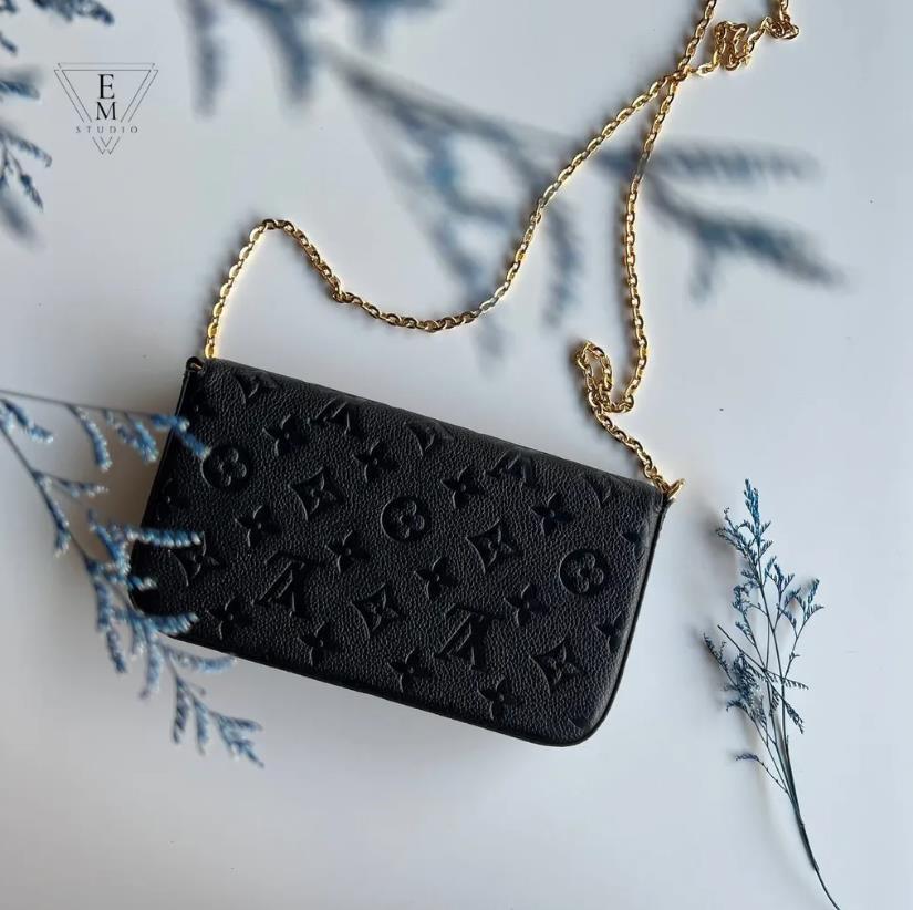 LV FÉLICIE POCHETTE WOC 老花壓紋鍊條信封包