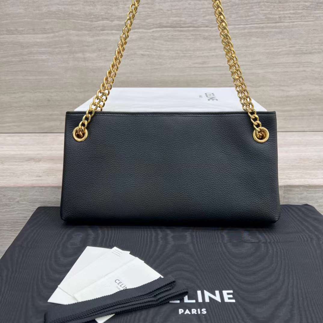 CELINE NEWSPAPER 中型柔軟牛皮肩背包 黑色 (明星同款)