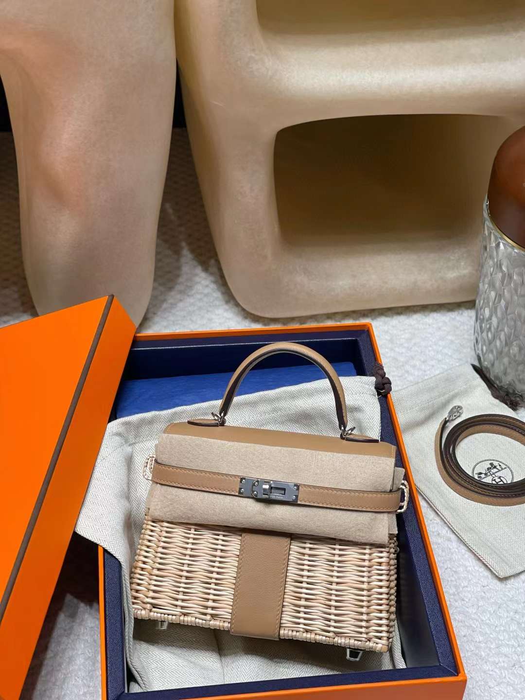 HERMES KELLY PICNIC SWIFT皮 藤條野餐包 0M 瑪薩拉茶色