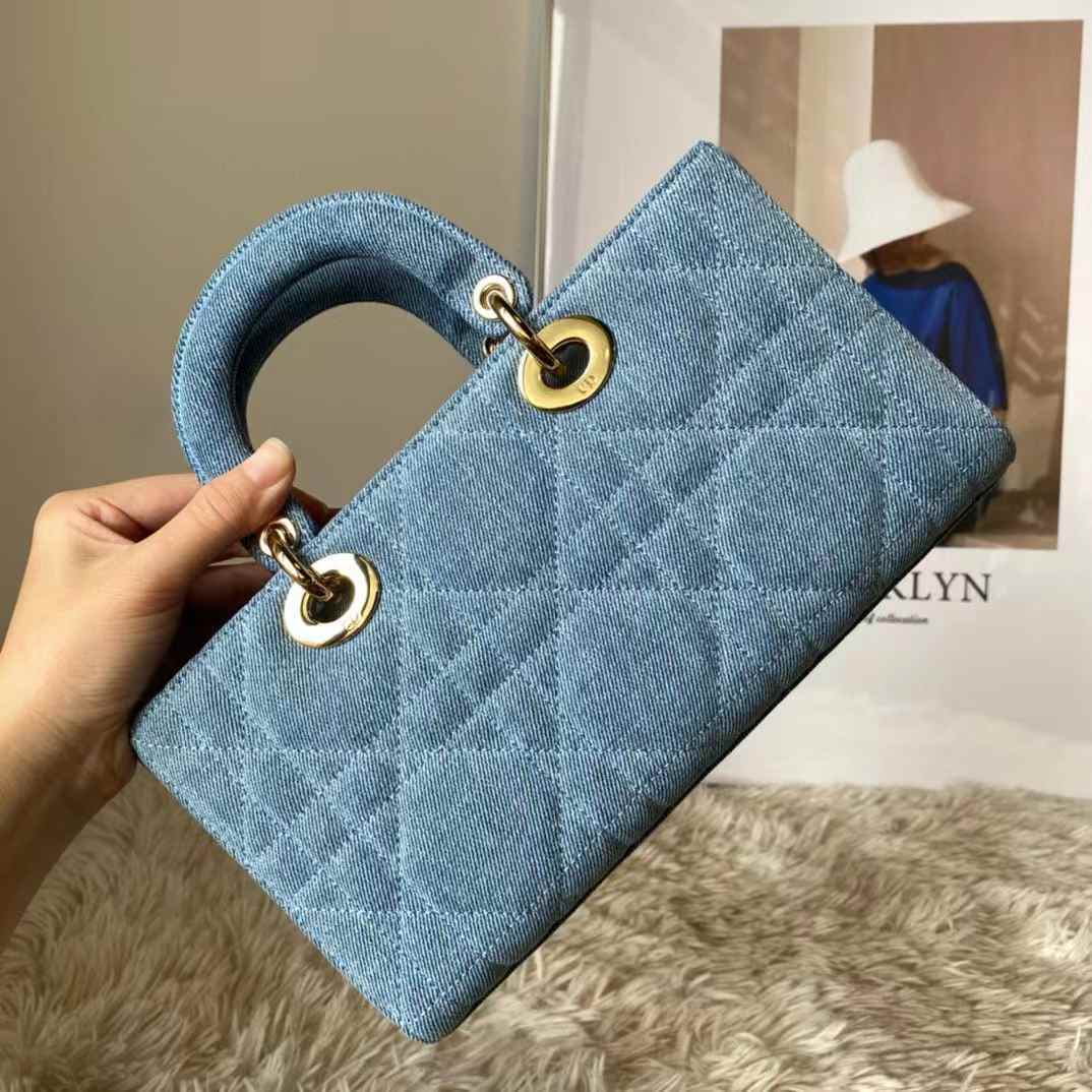 DIOR D-JOY 丹寧牛仔黛妃包 大號