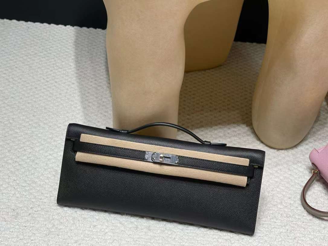 HERMES KELLY CUT EPSOM皮 89黑色 手拿包