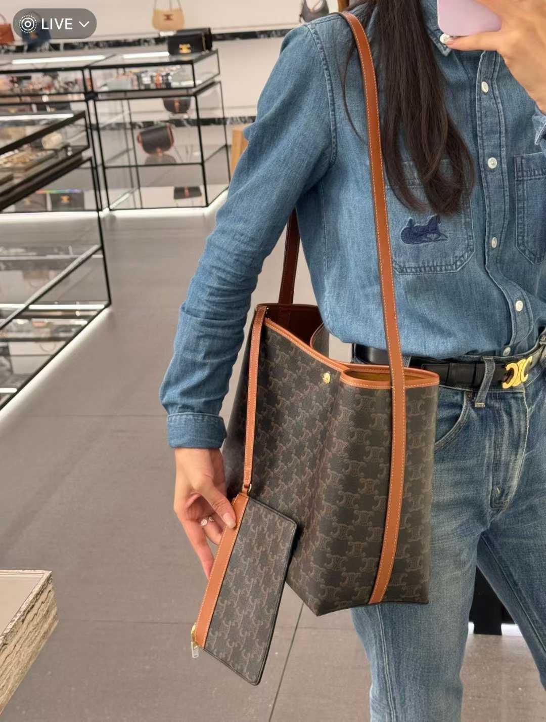 CELINE SOFT SHOPPER 標誌印花手袋