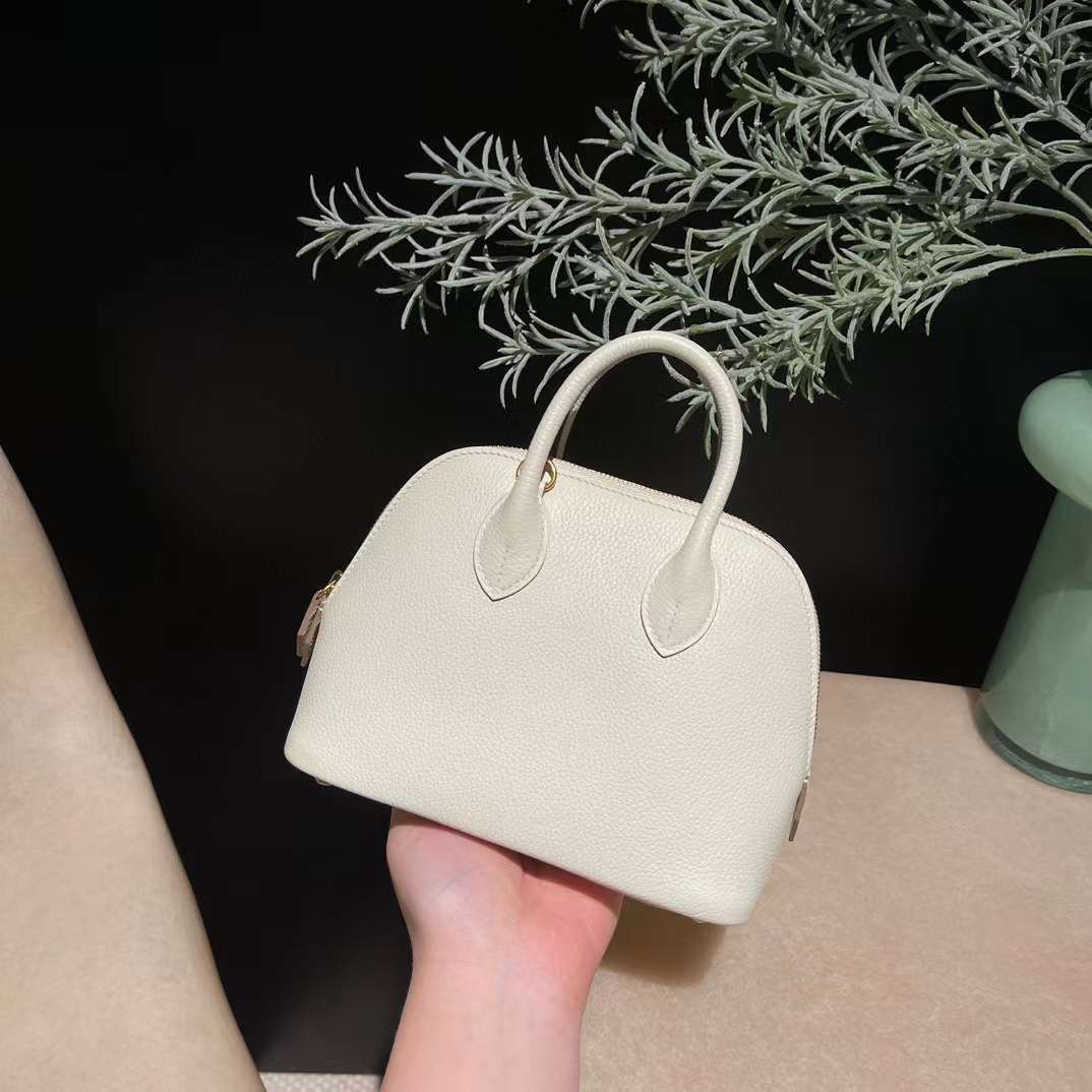 HERMES BOLIDE MINI EVERCOLOR 10 奶昔白內拼餅乾色金釦