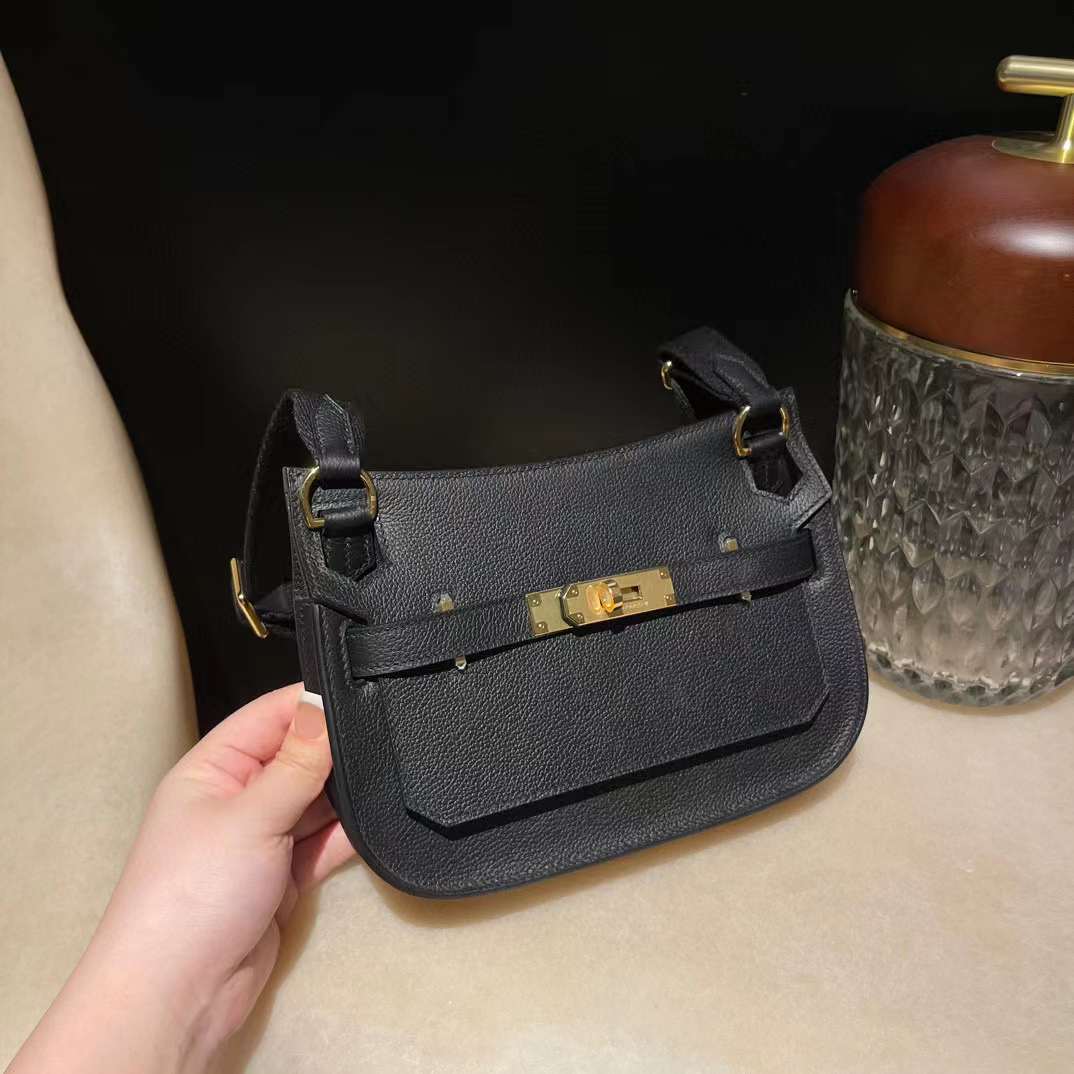 HERMES MINI JYPSIERE CLEMENCE皮 89黑色 金釦 吉普賽包