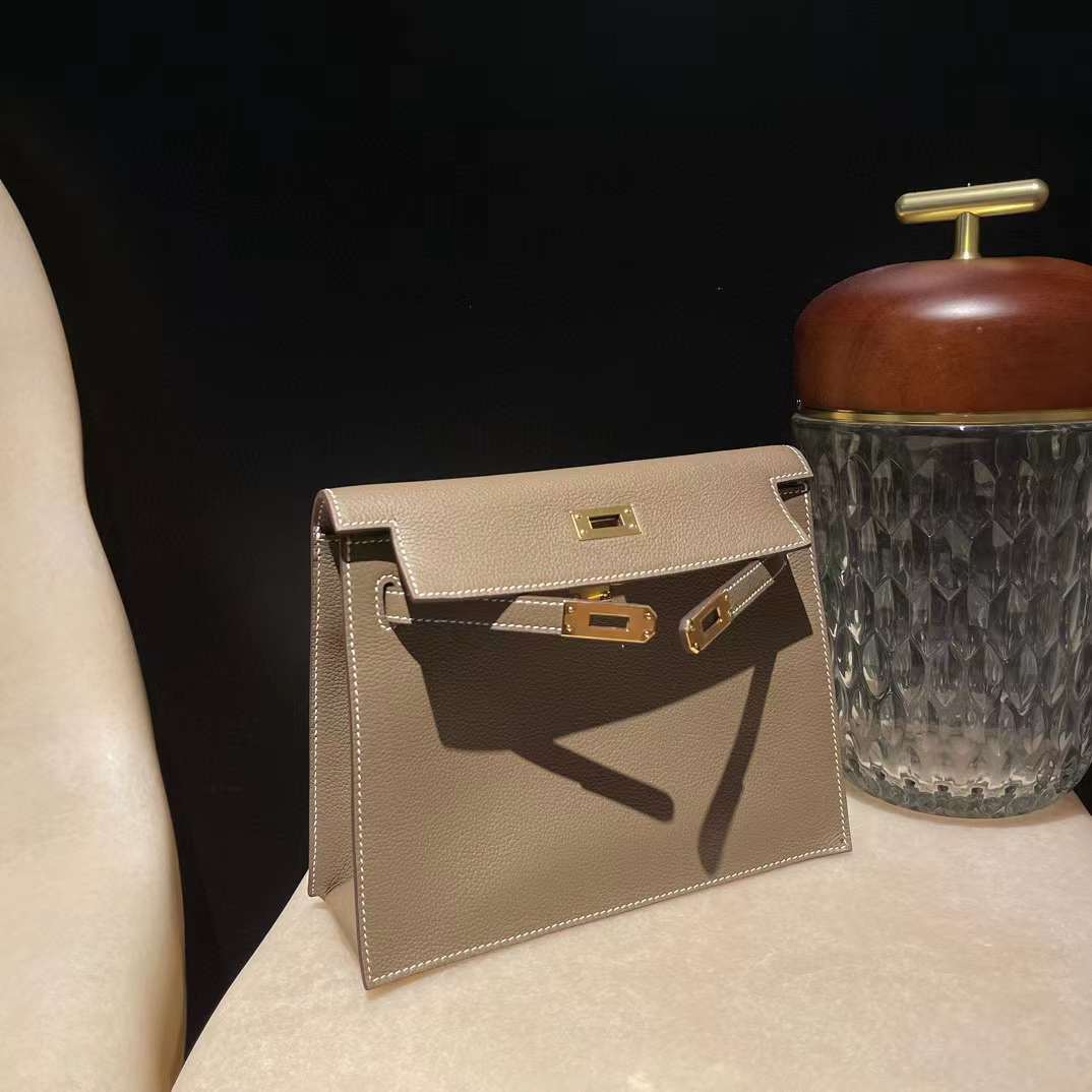 HERMES KELLY DANCE EVERCOLOR皮 18大象灰 金扣