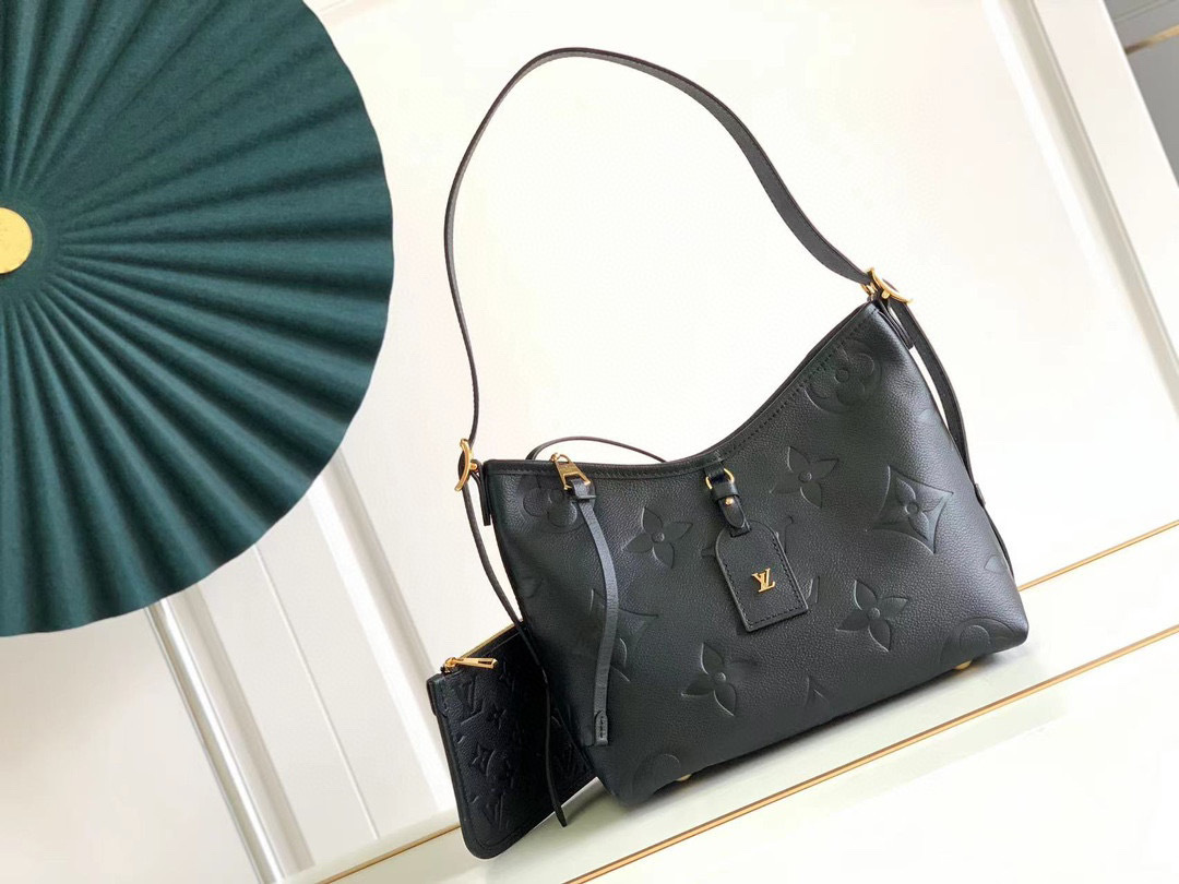 LV CARRYALL PM 黑色壓花手袋