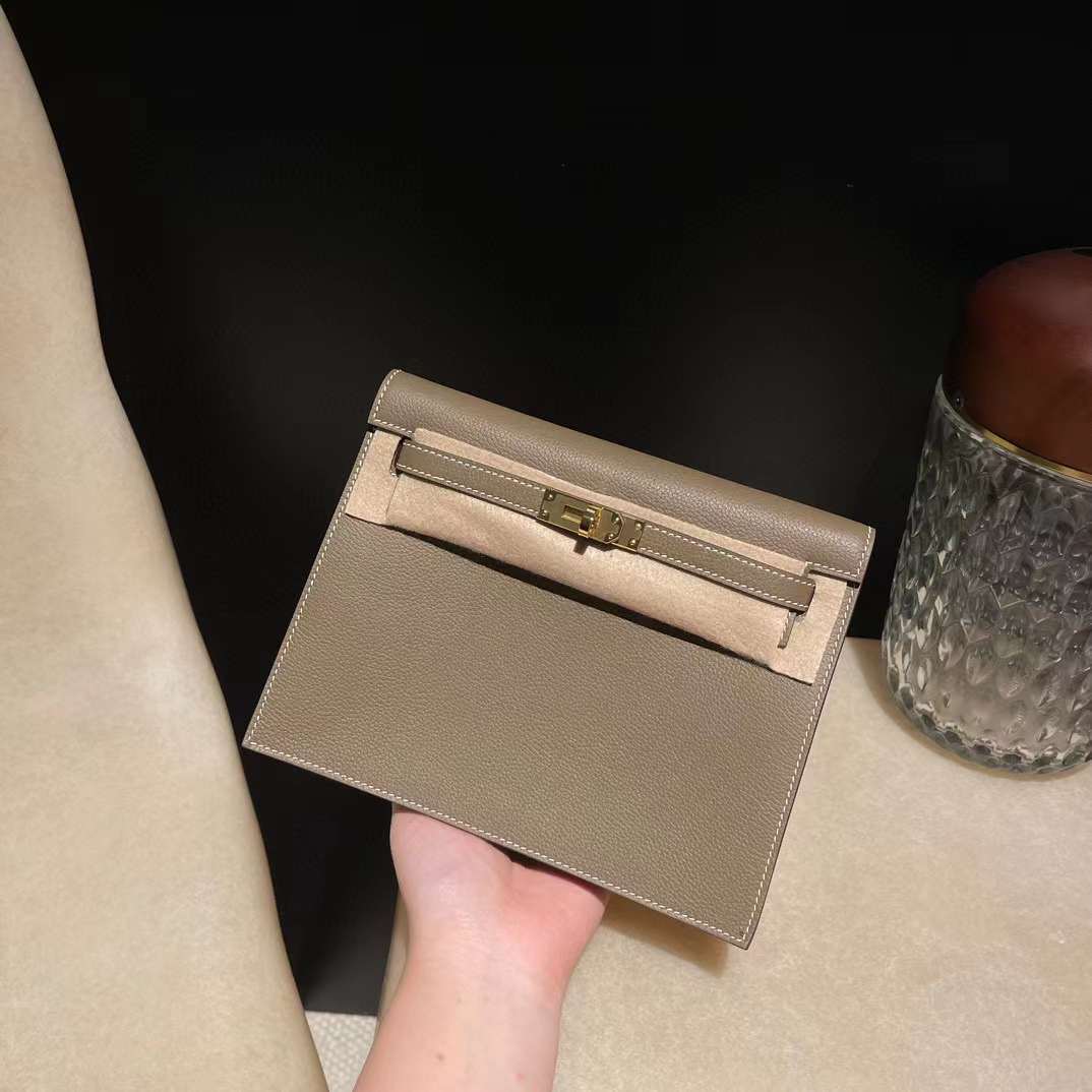 HERMES KELLY DANCE EVERCOLOR皮 18大象灰 金扣
