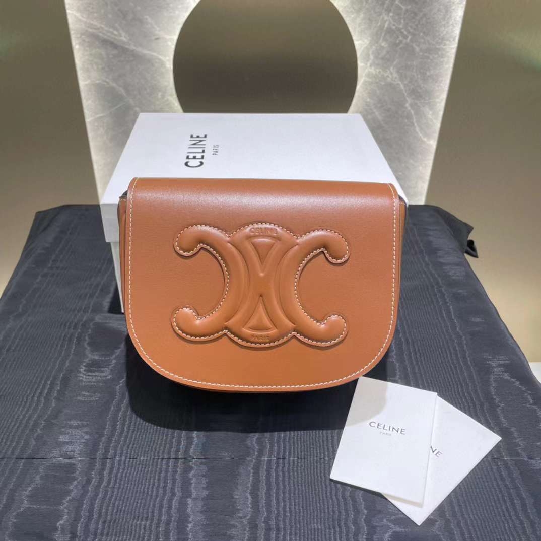 CELINE FOLCO CUIR TRIMPHE 光滑牛皮側背包 (兩色)