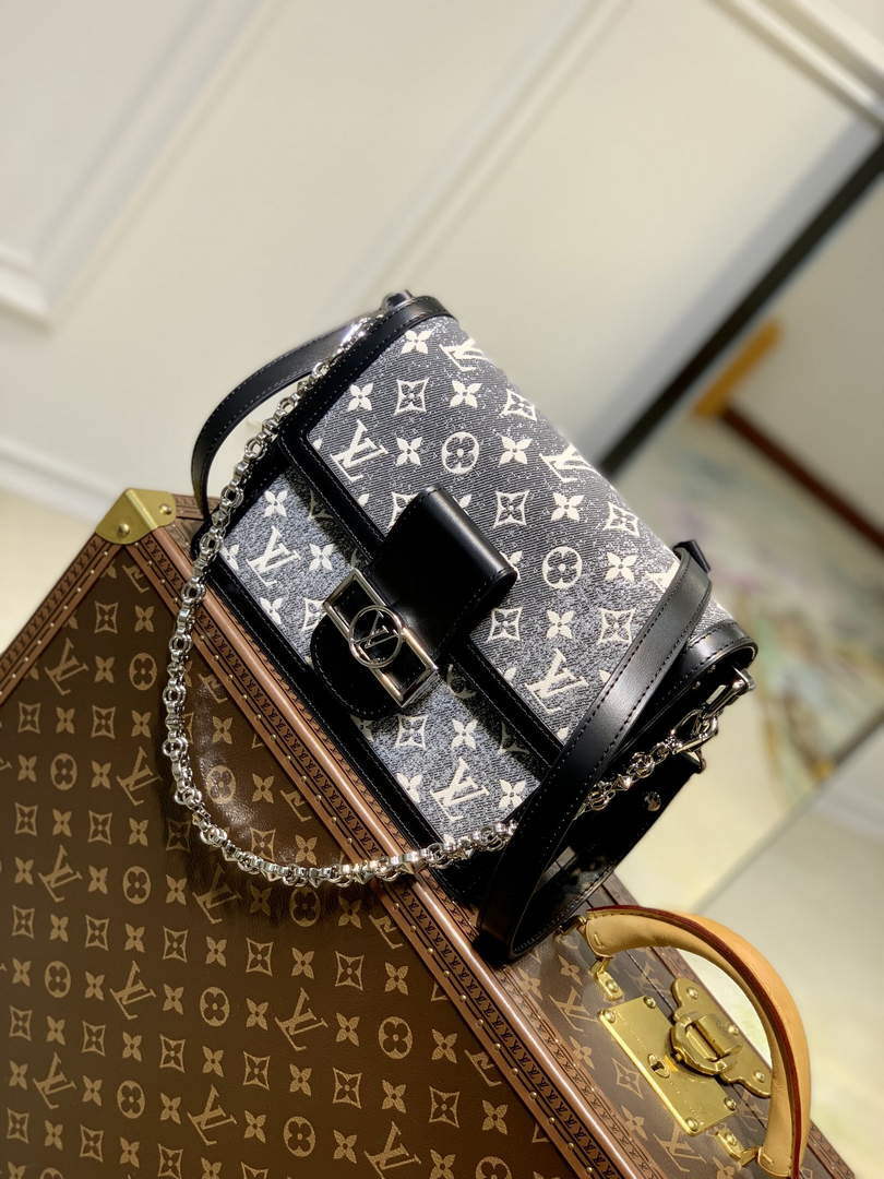 LV DAUPHINE MM 黑牛仔緹花斜垮包