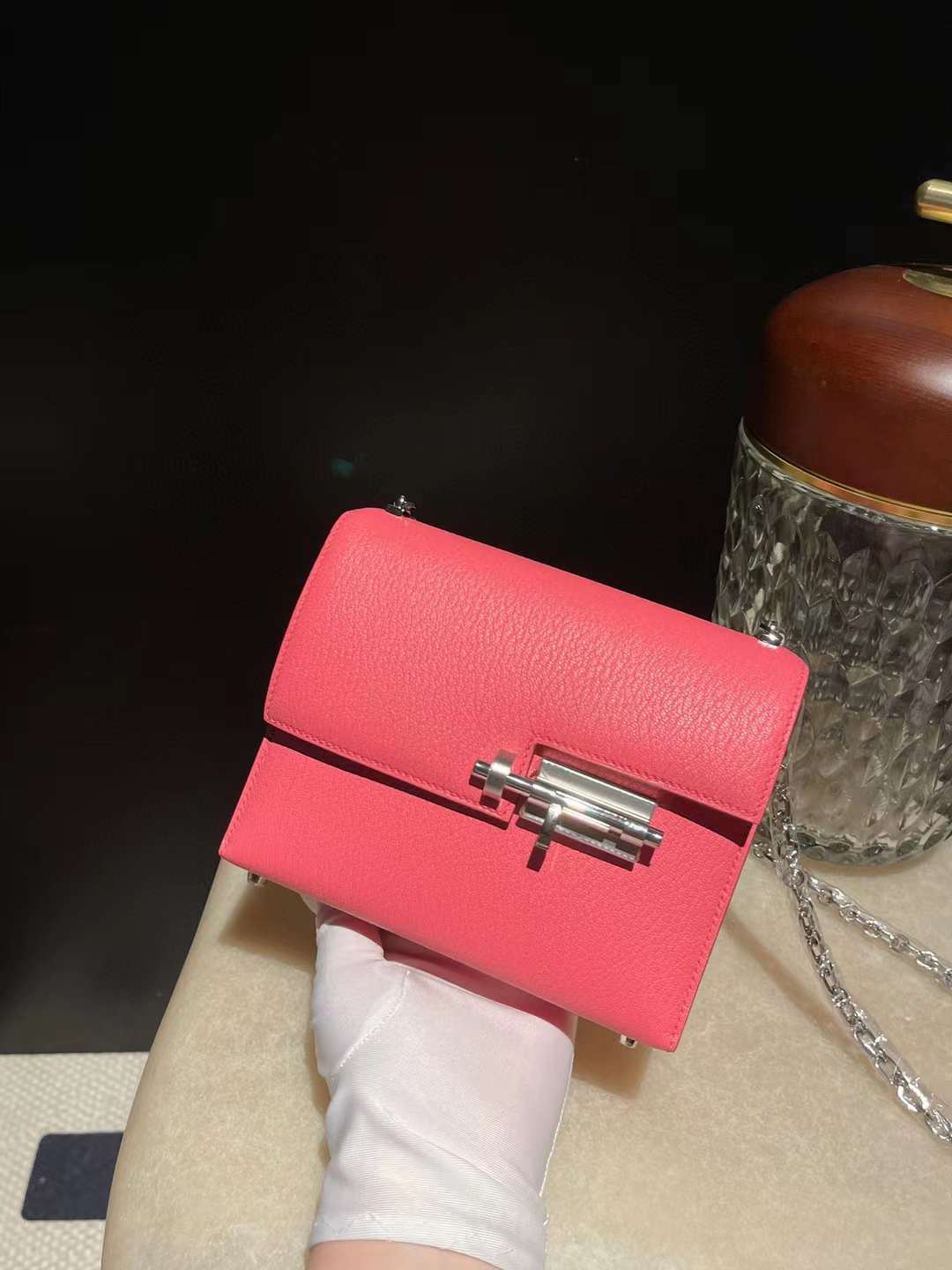 HERMES VERROU 17CM 山羊皮8W唇膏粉 銀扣