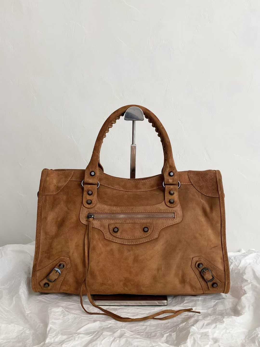 BALEN_GAGA le city 機車包 中號m 麂皮棕