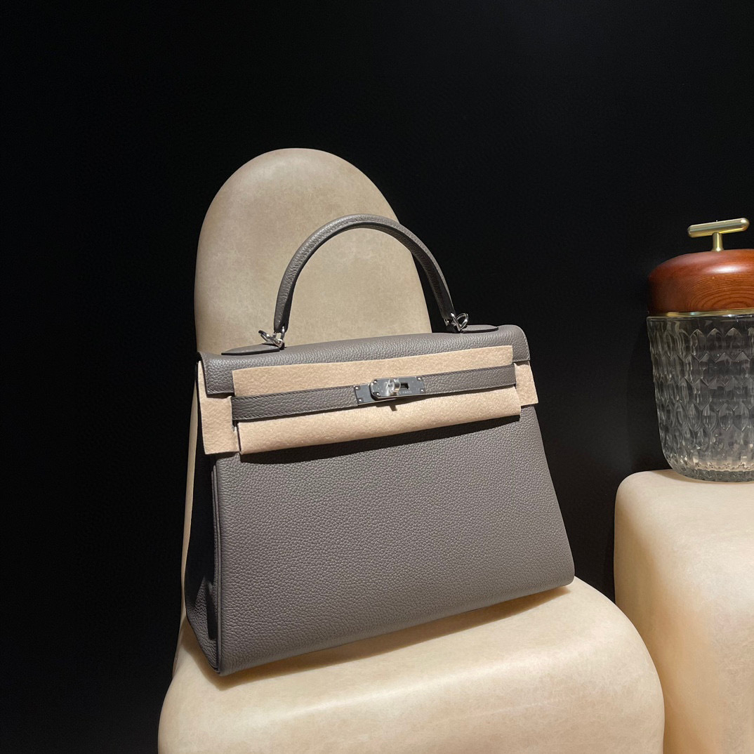 HERMES KELLY TOGO皮 8F錫器灰 銀釦 25/28/32/35
