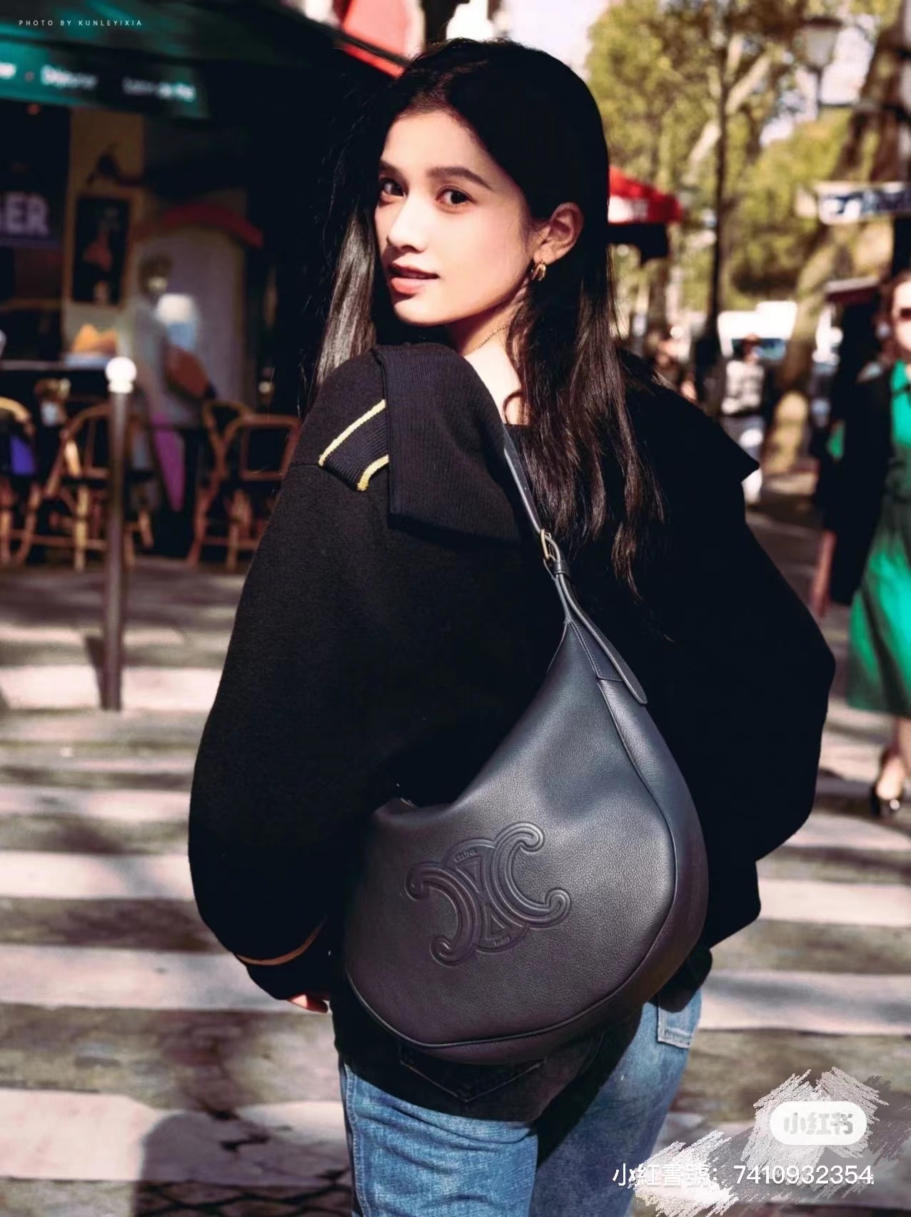 CELINE HELOISE 柔軟牛皮革手袋 石板灰 明星同款 小號/中號