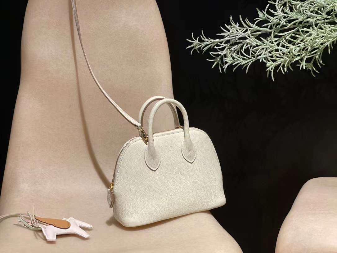 HERMES BOLIDE MINI EVERCOLOR 10 奶昔白內拼餅乾色金釦