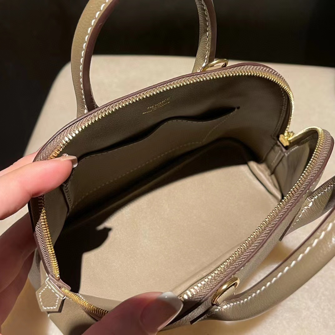 HERMES MINI BOLIDE 山羊皮 18大象灰金扣 保齡球包