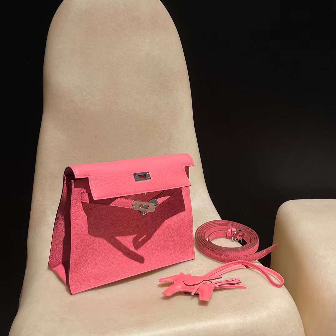HERMES KELLY DANCE EVERCOLOR皮 K4夏日粉 銀扣