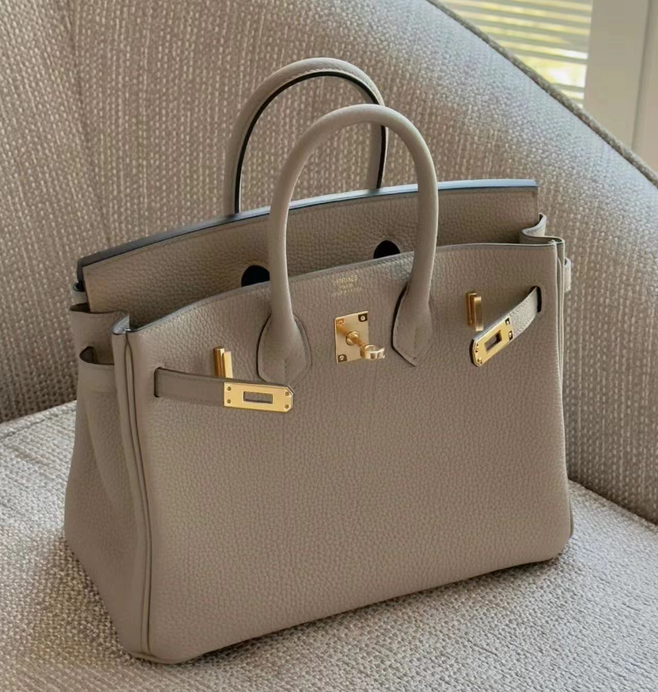 HERMES BIRKIN 25CM 81斑鳩灰 金扣 TOGO小牛皮 鉑金包