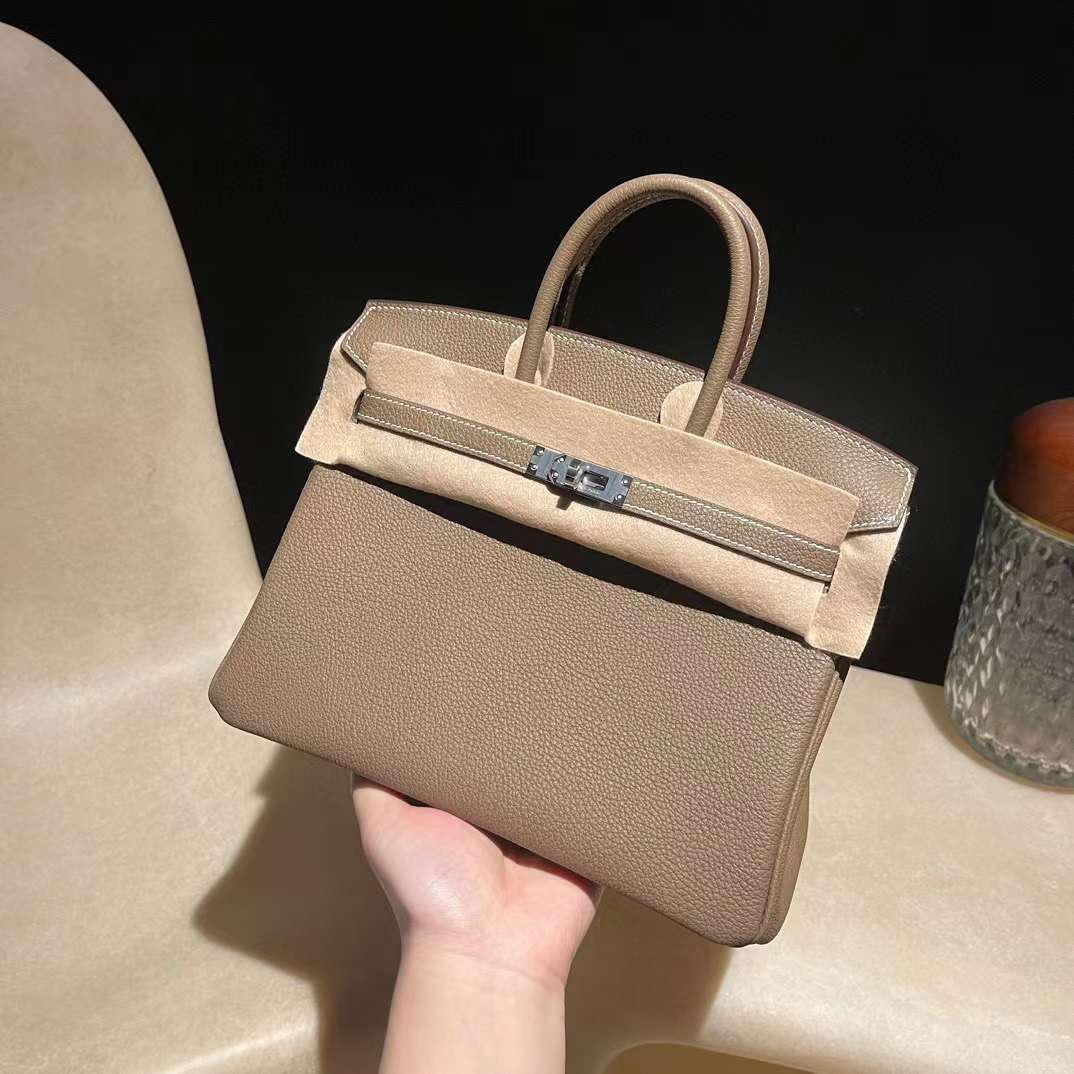 HERMES BIRKIN 25CM 18大象灰銀扣 TOGO小牛皮 鉑金包