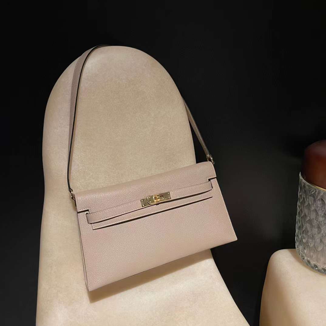 HERMES KELLY ELAN 山羊皮 81斑鳩灰 金釦