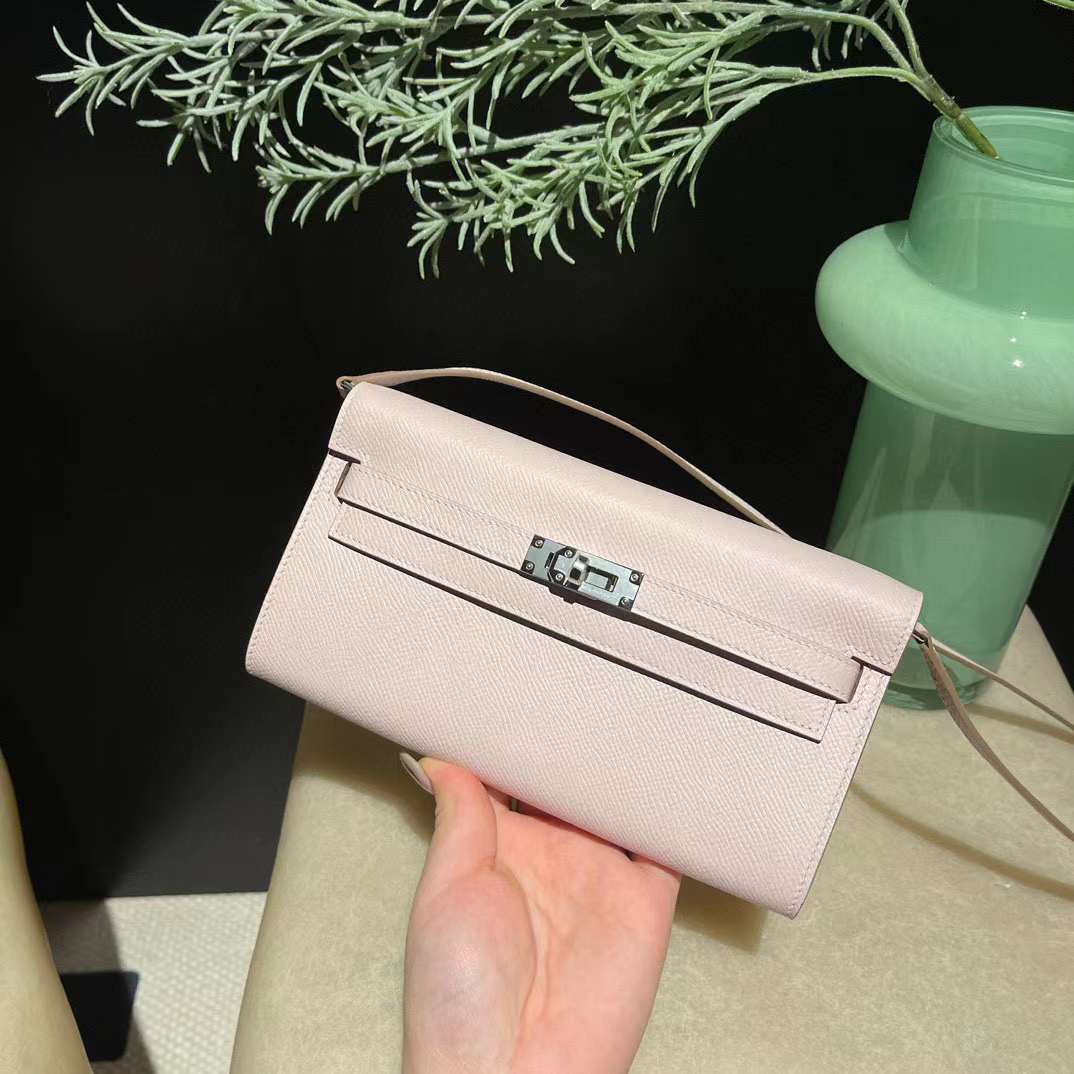 HERMES KELLY TO GO EPSOM皮 09 夢幻粉紫 銀扣