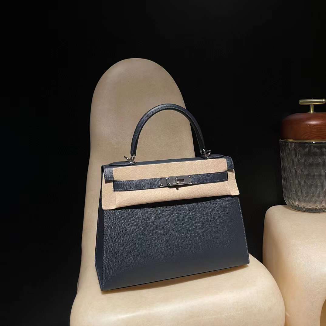 HERMES KELLY EPSOM皮 2Z 午夜藍 銀扣 25/28/32/35